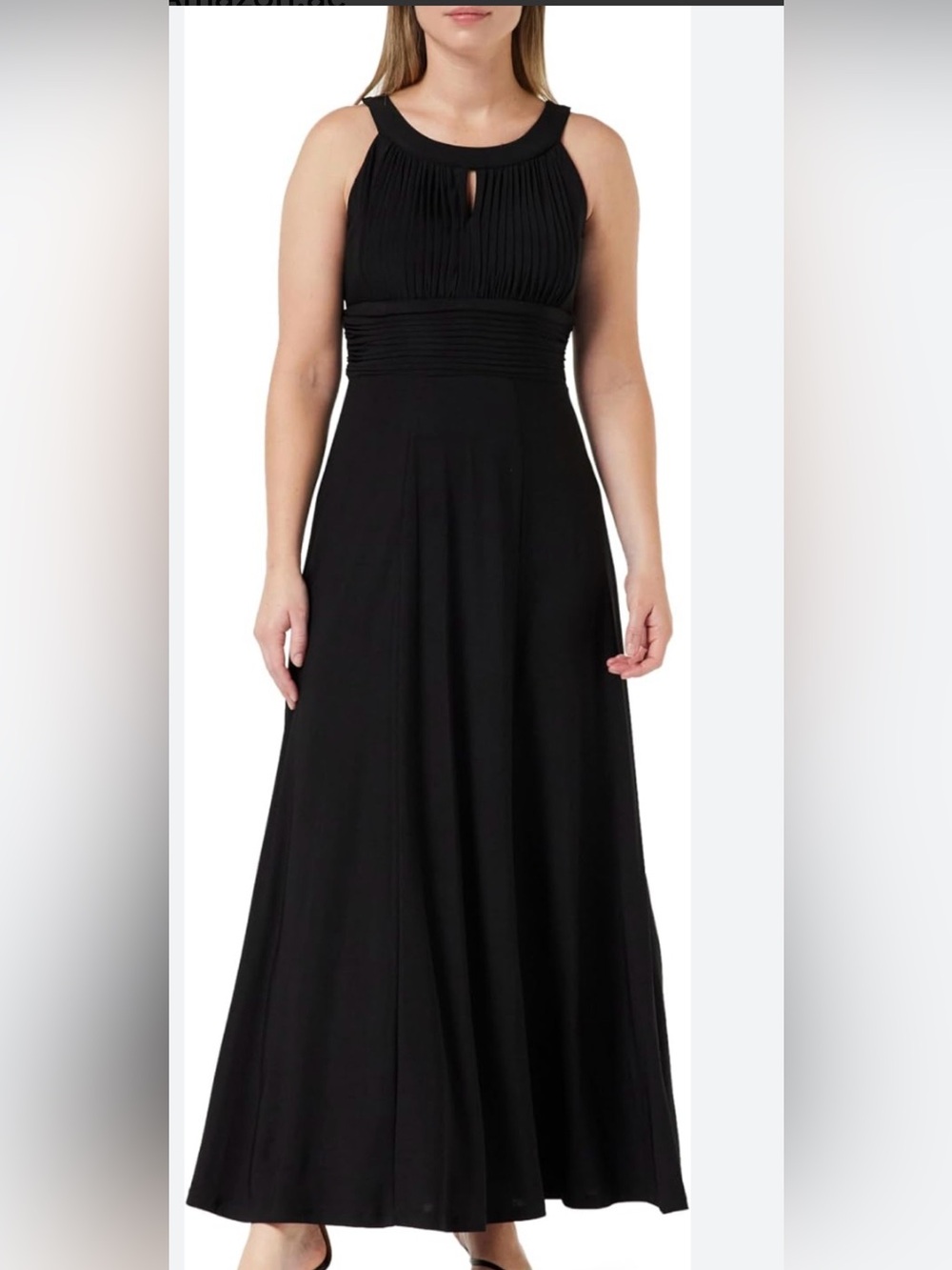 Sangria Black gown with Pleated Bodice